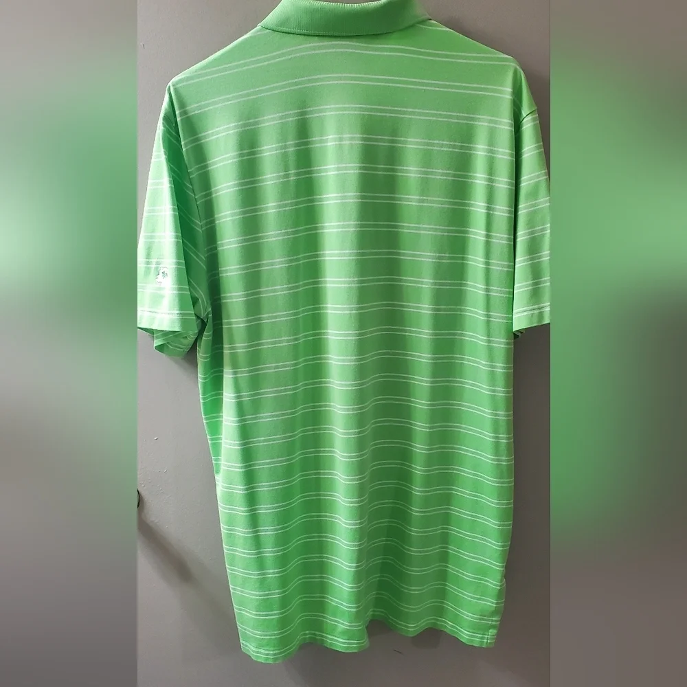 Ralph Lauren Green Striped Polo Golf Shirt Sz L